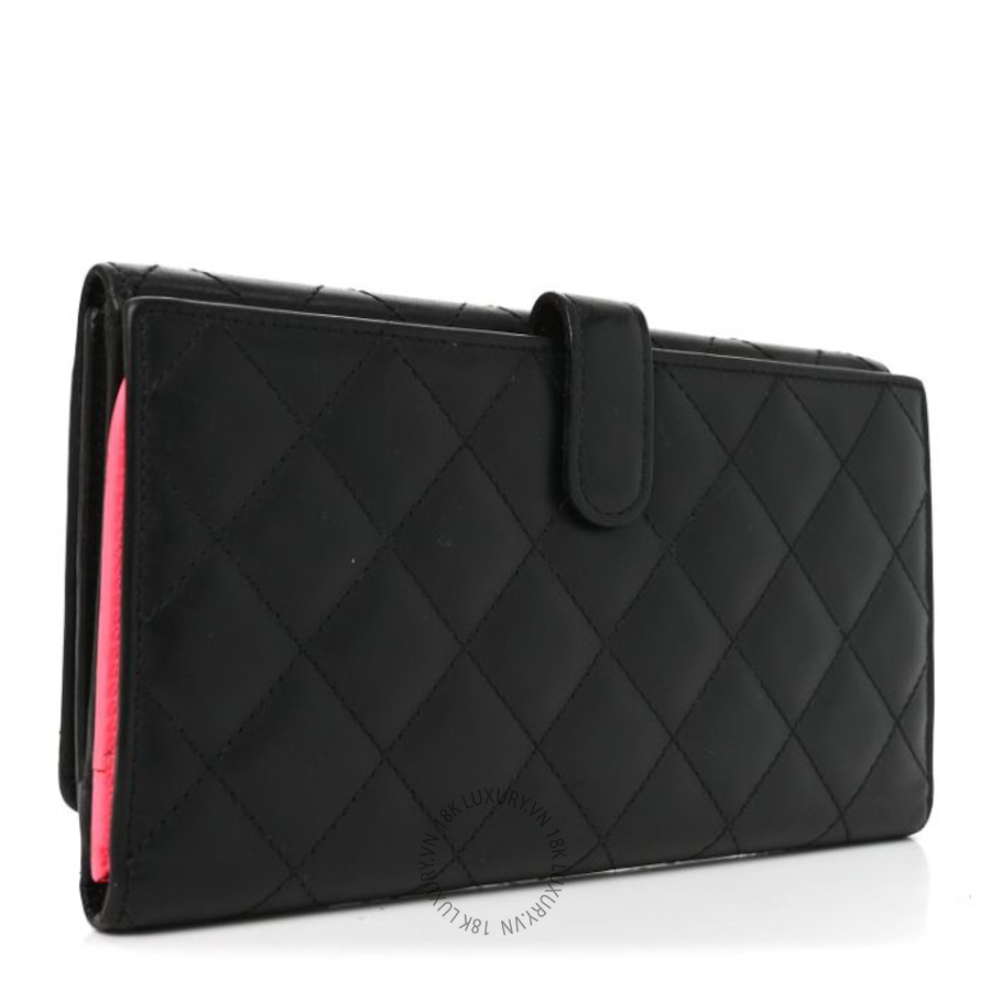 Ví dài Chanel Calfskin Quilted Cambon Long Double Wallet Black CNV264