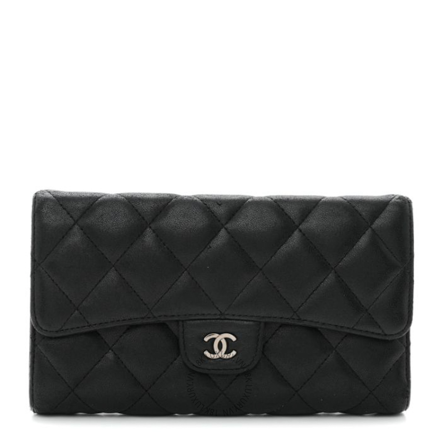 Ví dài Chanel Lambskin Quilted Large Flap Wallet Black CNV398