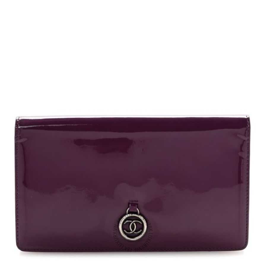 Ví dài Chanel Patent Coco Cabas Yen Wallet Purple CNV425