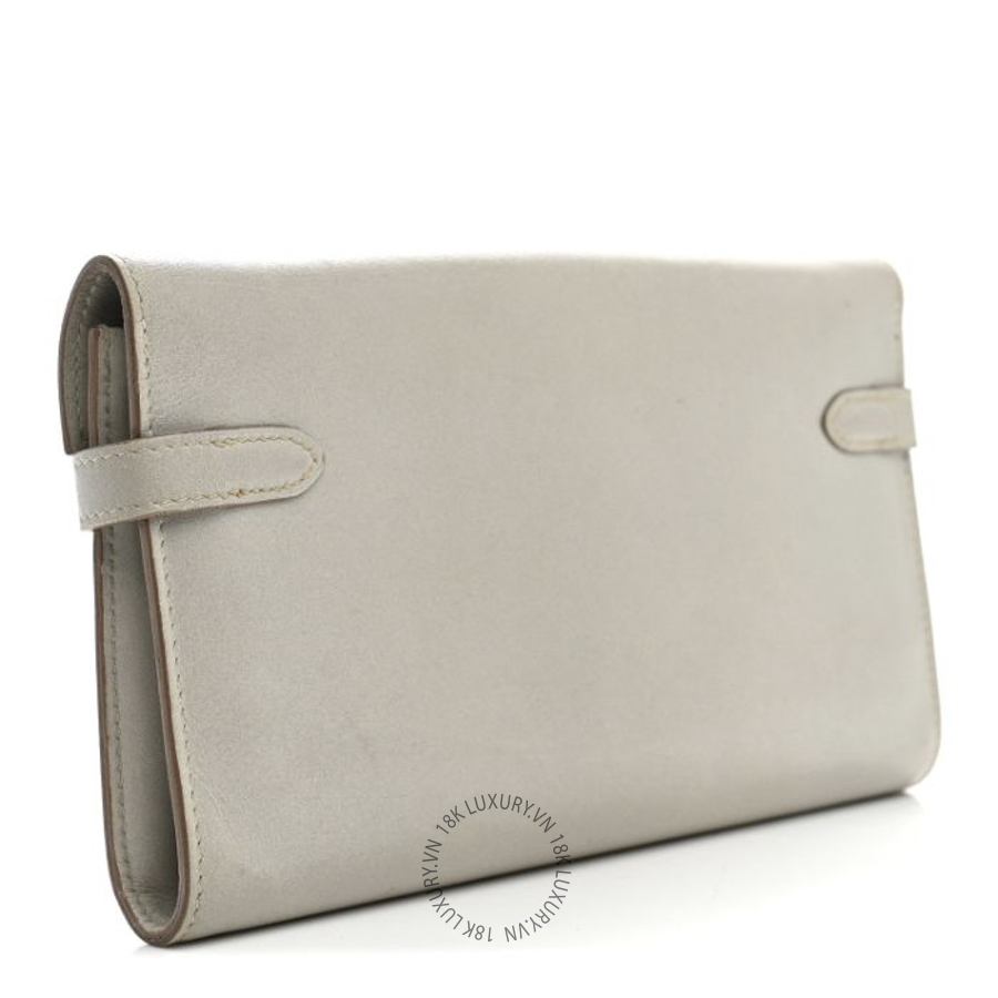 Ví Dài Hermes Box Guilloche Kelly Longue Wallet Gris Perle JJKS140