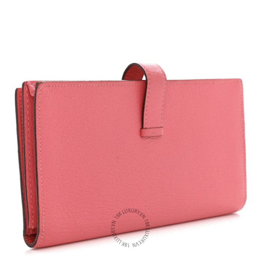 Ví Dài Hermes Chèvre Mysore Bearn Gusset Wallet Rose Lipstick JJKS105