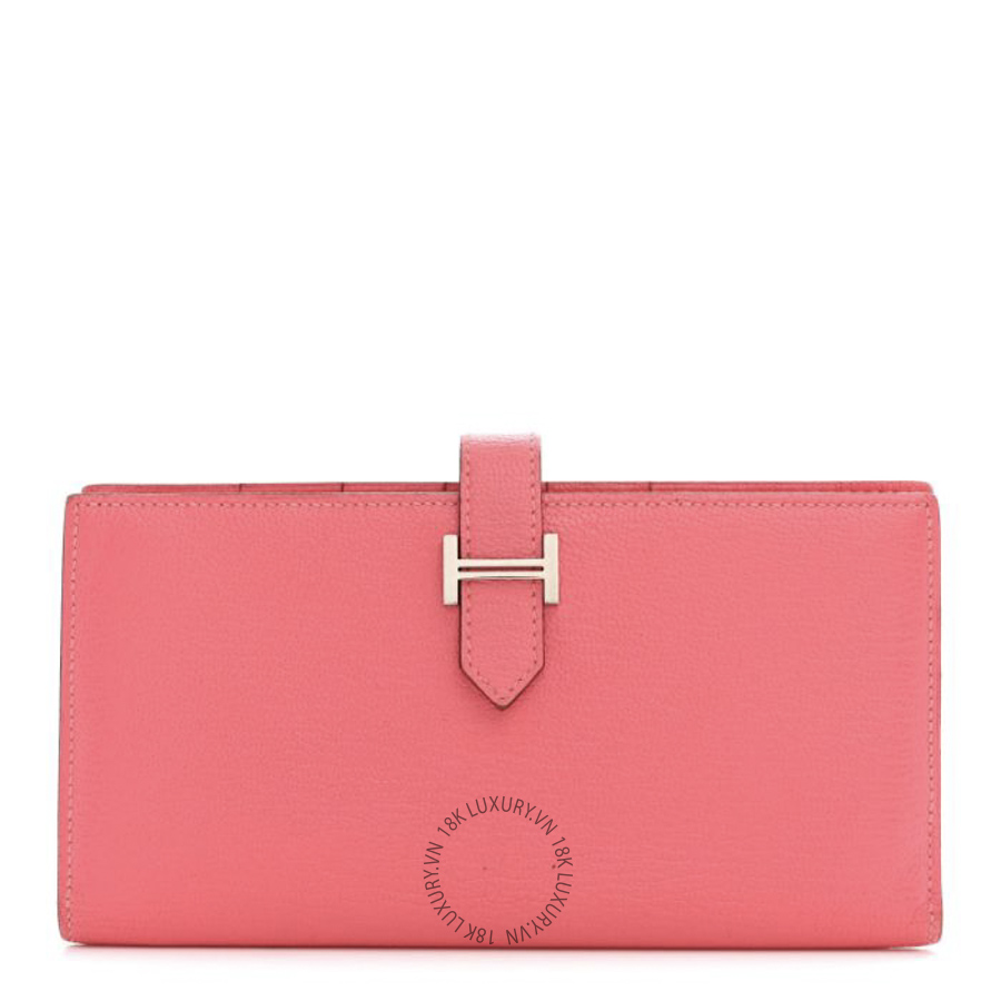 Ví Dài Hermes Chèvre Mysore Bearn Gusset Wallet Rose Lipstick JJKS105
