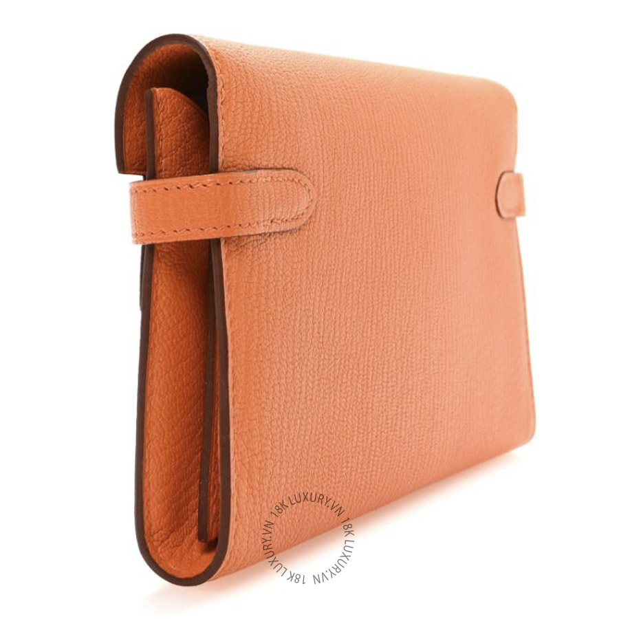 Ví Dài Hermes Chevre Mysore Kelly Longue Wallet Orange JJKS014