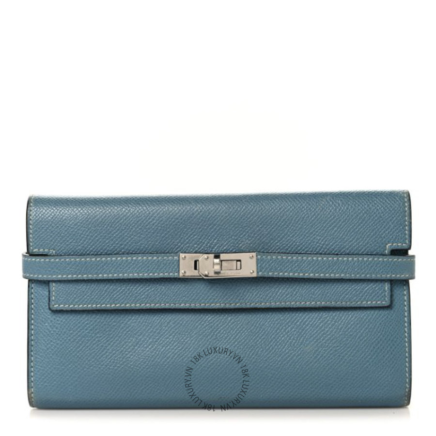 Ví Dài Hermes Epsom Kelly Longue Wallet Blue Jean JJKS054