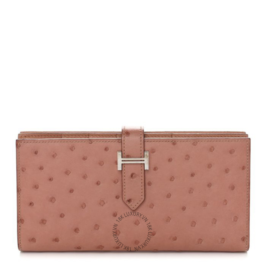 Ví Dài Hermes Ostrich Bearn Gusset Wallet Terre Cuite JJKS095