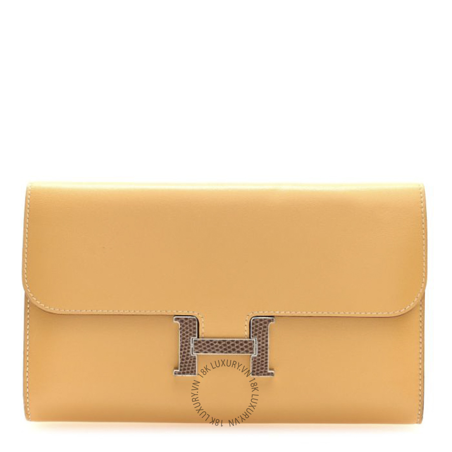 Ví Dài Hermes Tadelakt Lizard Constance Long Wallet Sable Cecil JJKS150