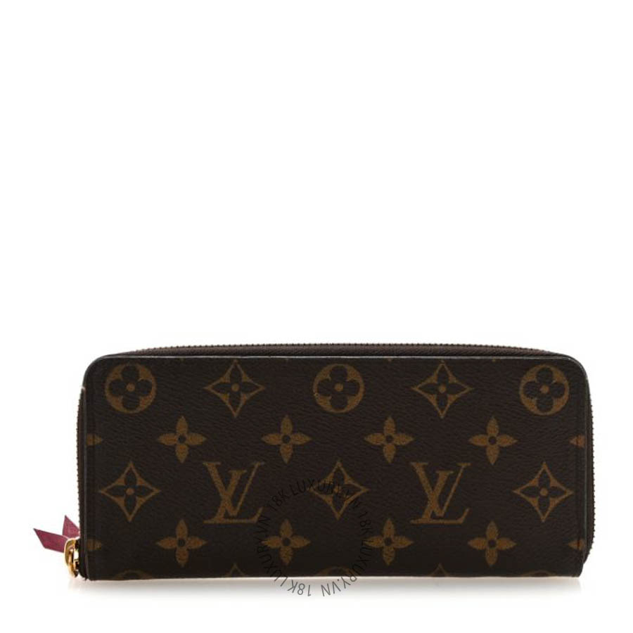 Ví dài Louis Vuitton Monogram Clemence Wallet Fuchsia FPVL275