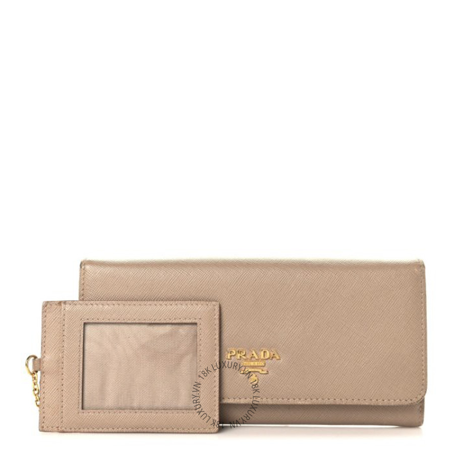 Ví Dài Prada Saffiano Metal Continental Flap Wallet Cammeo SKRS003