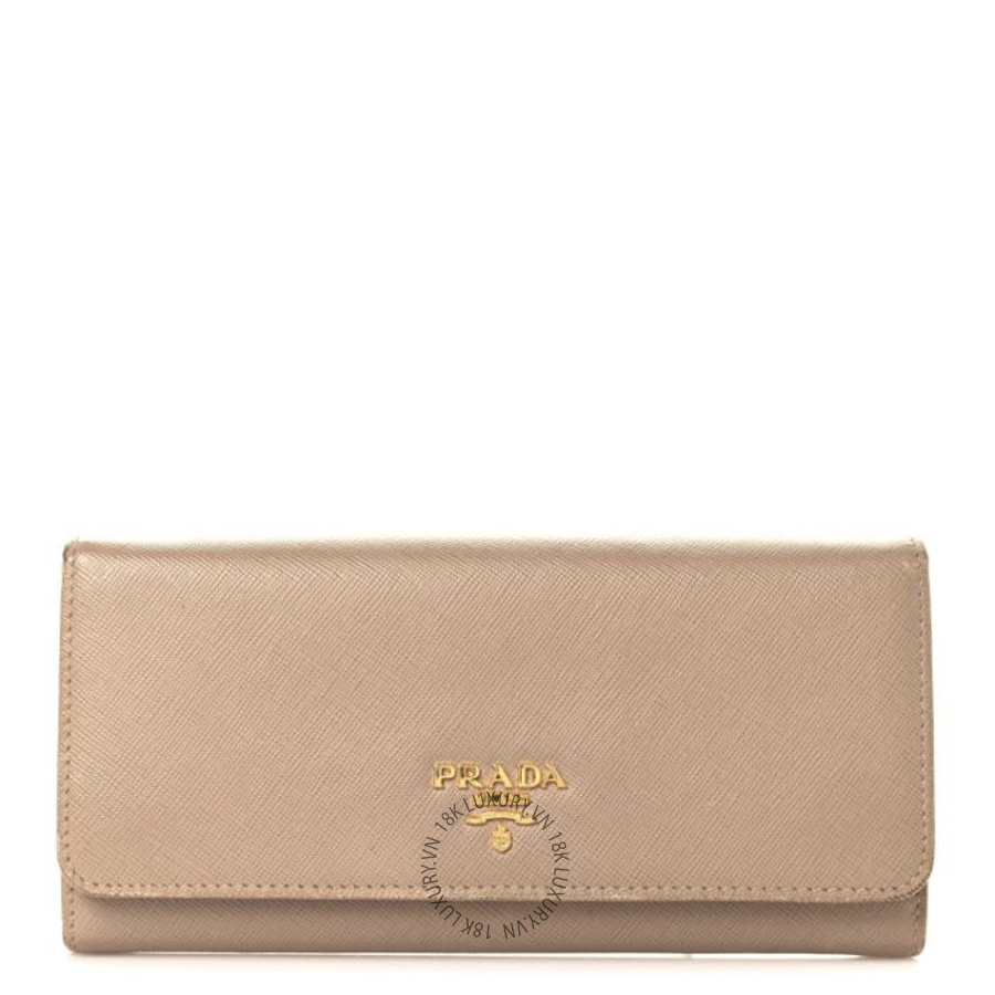 Ví Dài Prada Saffiano Metal Continental Flap Wallet Cammeo SKRS003