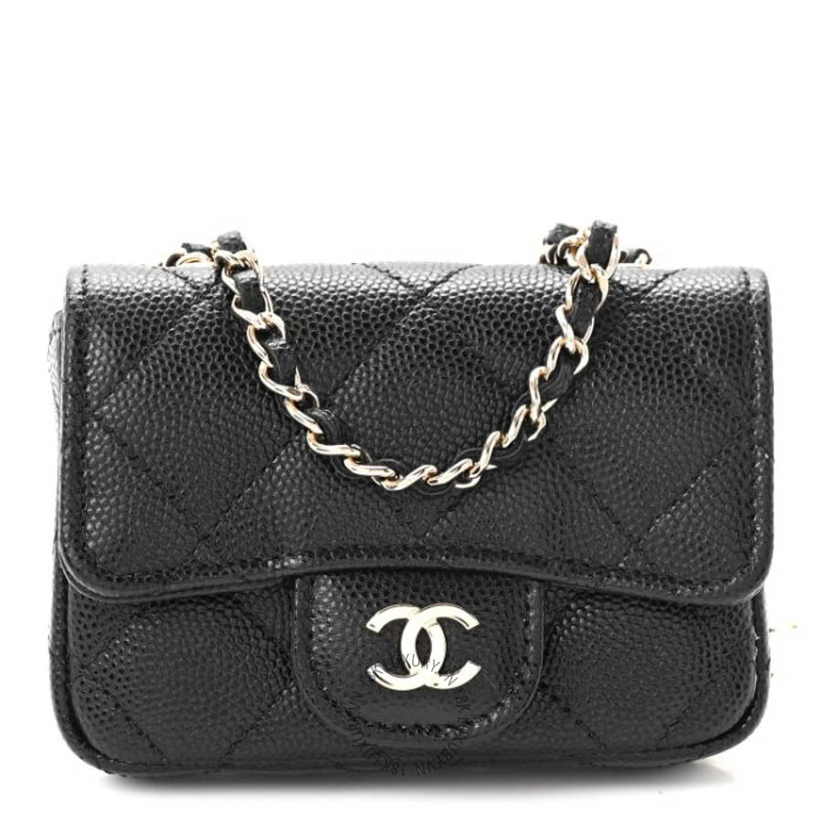 Ví đeo chéo Chanel Caviar Quilted Mini Chain Belt Bag Black CNV045
