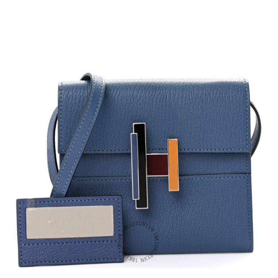 Ví Đeo Chéo Hermes Chevre Mysore Enamel Mini Cinhetic Wallet Bleu Brighton JJKS084