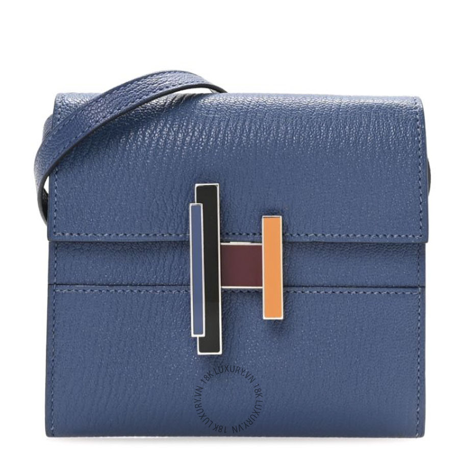 Ví Đeo Chéo Hermes Chevre Mysore Mini Cinhetic Wallet Bleu Brighton JJKS021