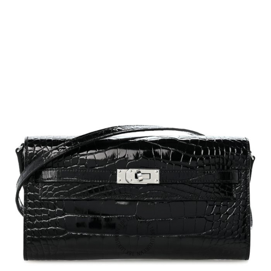 Ví Đeo Chéo Hermes Shiny Alligator Kelly Wallet To Go Black JJKS046