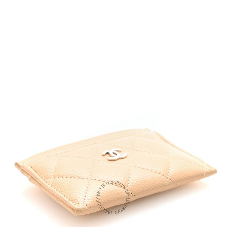 Ví ngắn Chanel Caviar Quilted Card Holder Beige CNV094 10 Ví ngắn Chanel Caviar Quilted Card Holder Beige CNV094