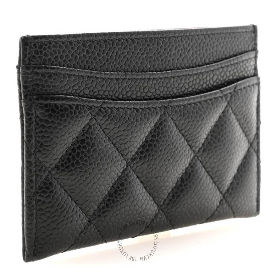 Ví ngắn Chanel Caviar Quilted Card Holder Black CNV086