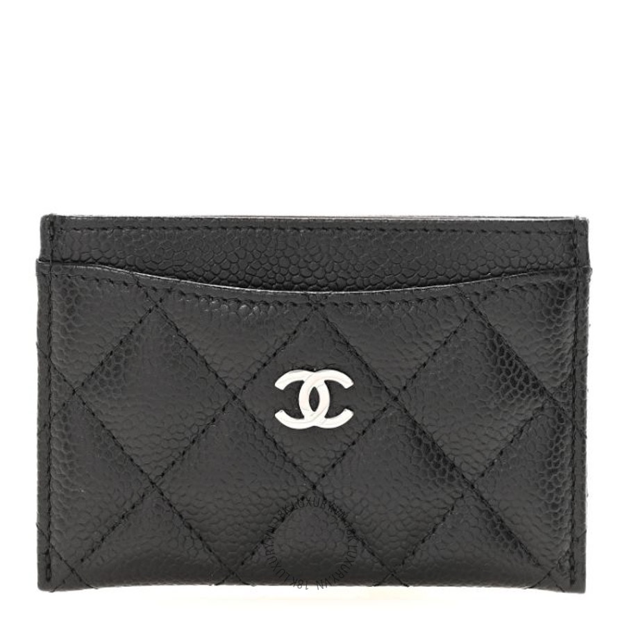 Ví ngắn Chanel Caviar Quilted Card Holder Black CNV086