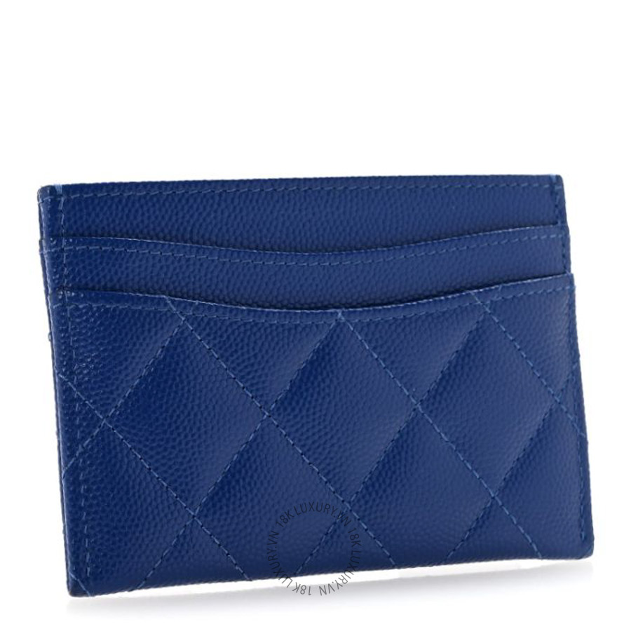 Ví ngắn Chanel Caviar Quilted Card Holder Blue CNV217