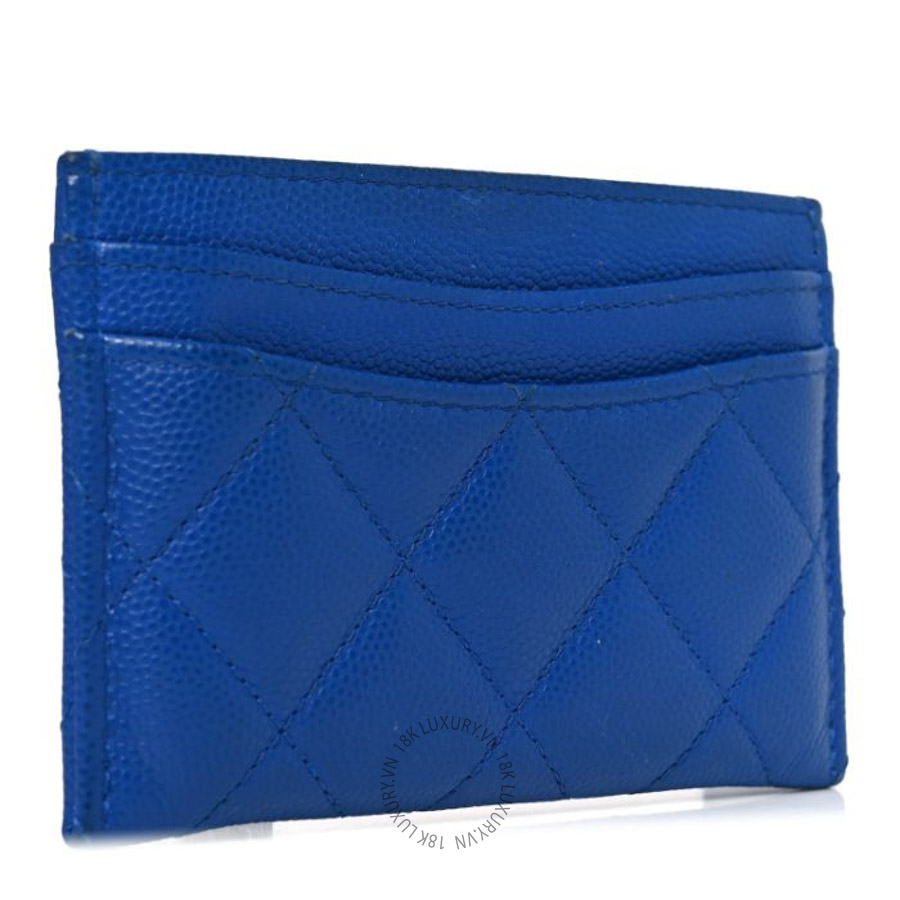 Ví ngắn Chanel Caviar Quilted Card Holder Blue CNV422