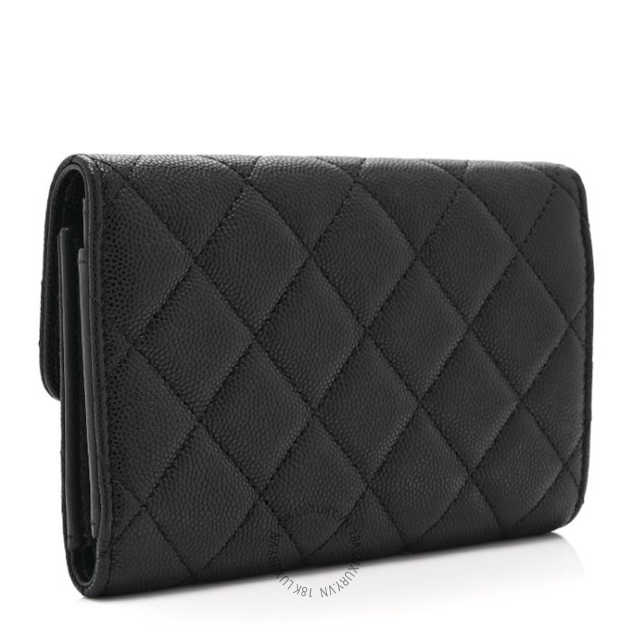 Ví ngắn Chanel Caviar Quilted Coco Chanel CC Medium Flap Wallet Black CNV171