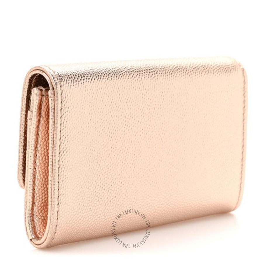 Ví ngắn Chanel Metallic Caviar Quilted CC Flap Card Holder Copper CNV062