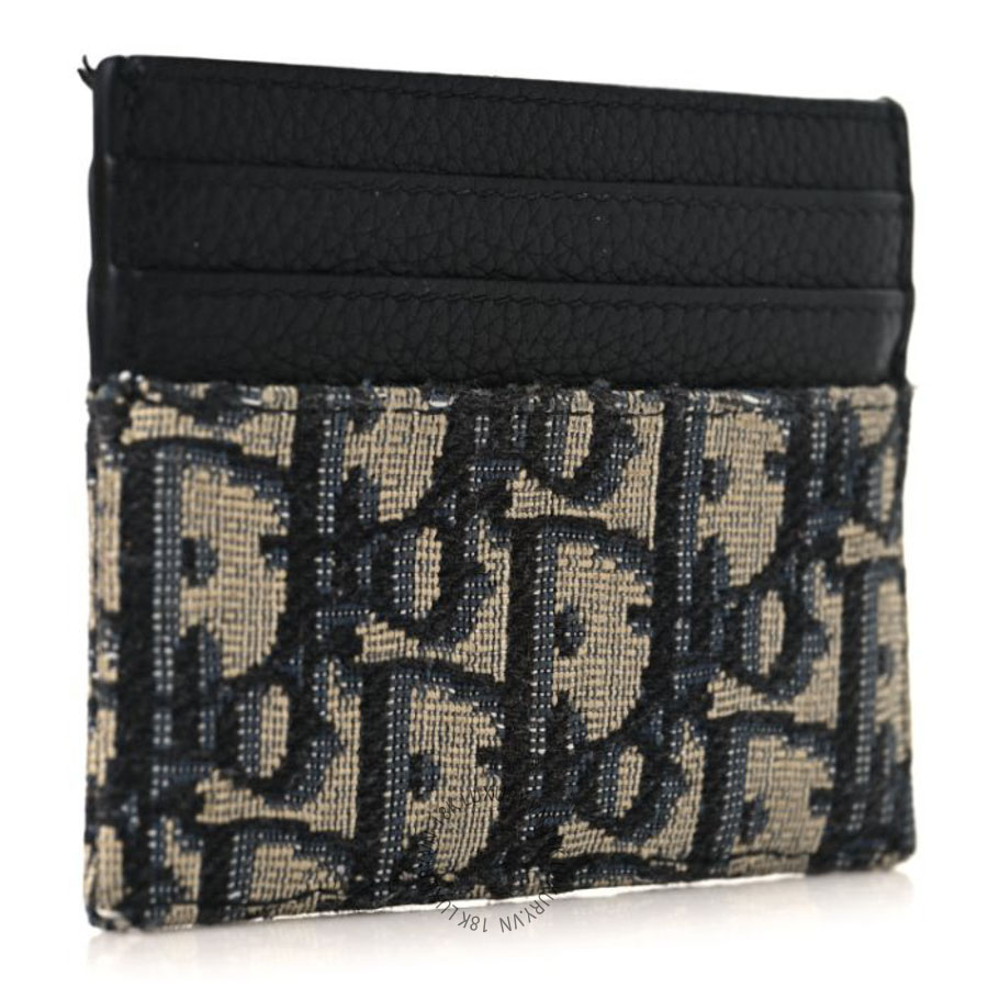 Ví Ngắn Christian Dior Grained Calfskin Oblique Card Holder Black NRTP010