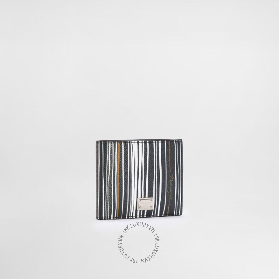 Ví ngắn Dolce Gabbana Stripe-print calfskin wallet BP3102A0692HT6FR NVDG168