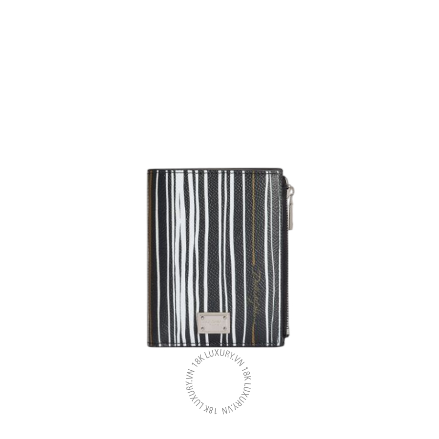 Ví ngắn Dolce Gabbana Stripe-print wallet in calfskin BP3461A0692HT6FR NVDG186