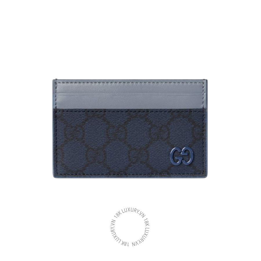 Ví Ngắn Gucci Dusty blue trim GG card case 768248 FAFBE 8448 GGV094