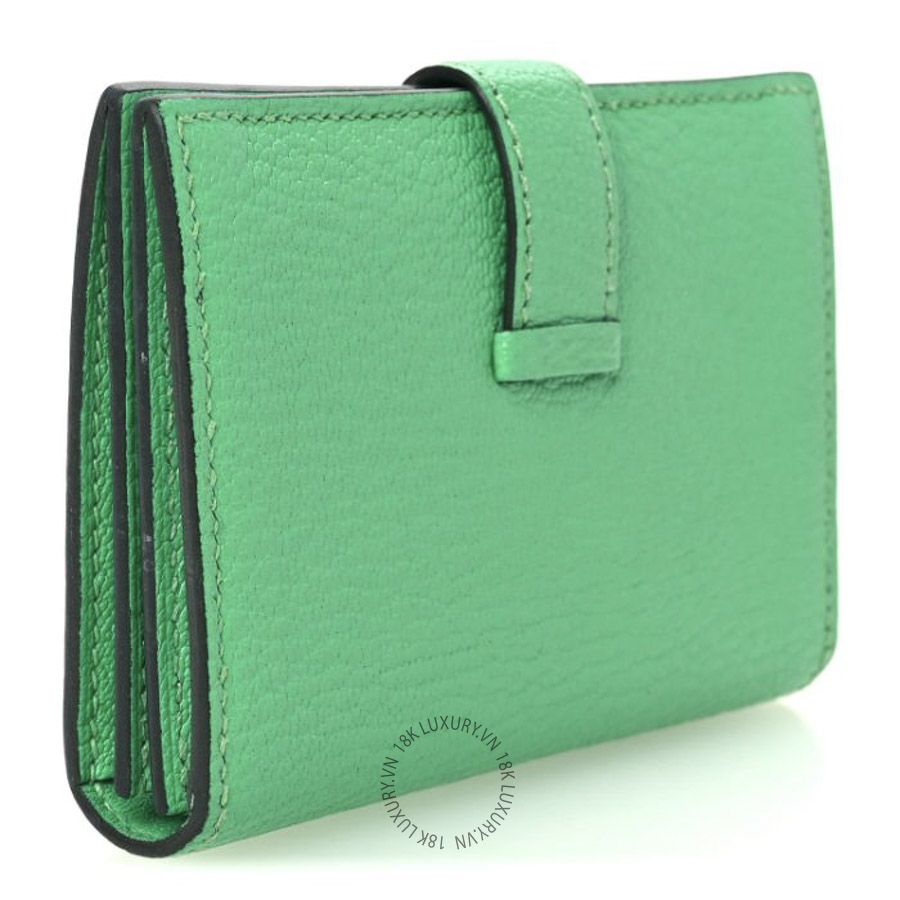 Ví Ngắn Hermes Chevre Mysore Bearn Card Holder Wallet Vert Comics JJKS064
