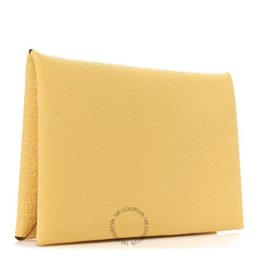 Ví Ngắn Hermes Chevre Mysore Calvi Card Case Jaune Citron JJKS088