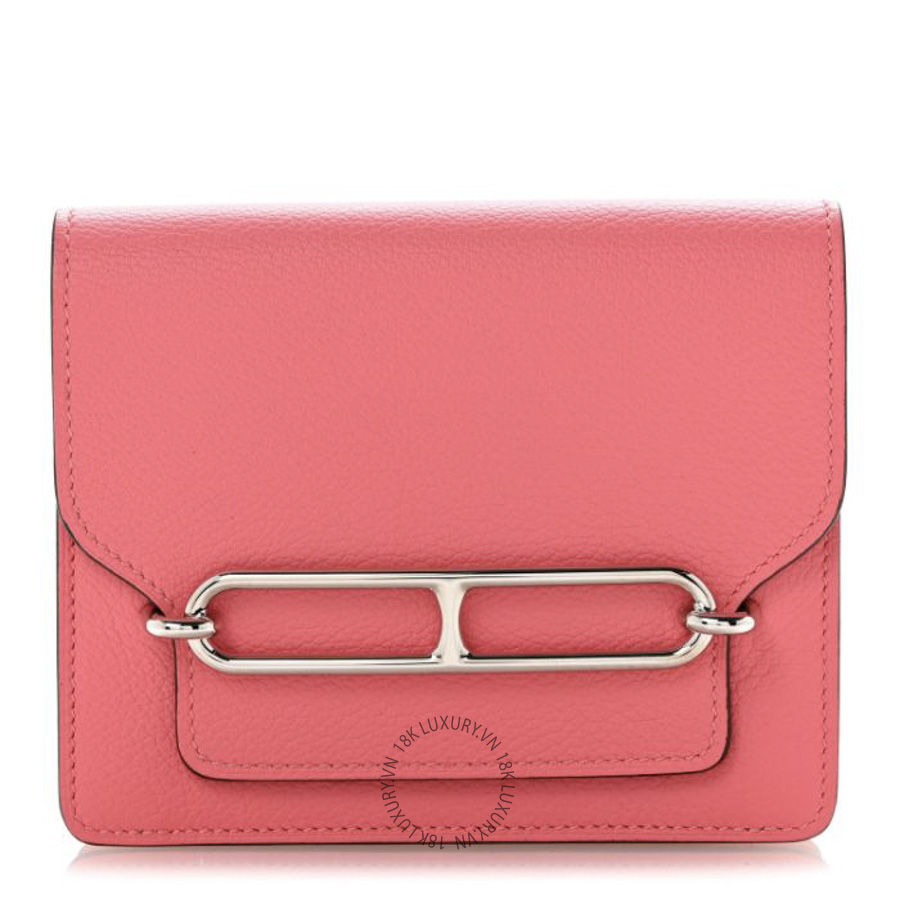 Ví Ngắn Hermes Chevre Mysore Roulis Slim Wallet Rose Azalee JJKS089