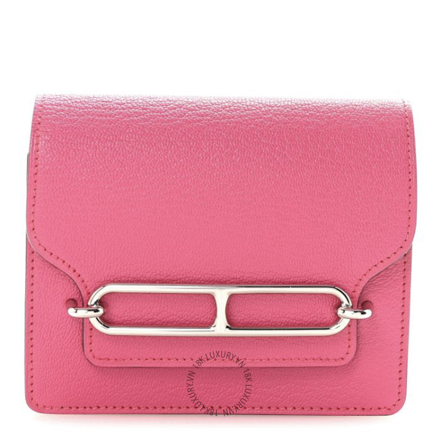 Ví Ngắn Hermes Chevre Mysore Roulis Slim Wallet Rose Shocking JJKS090
