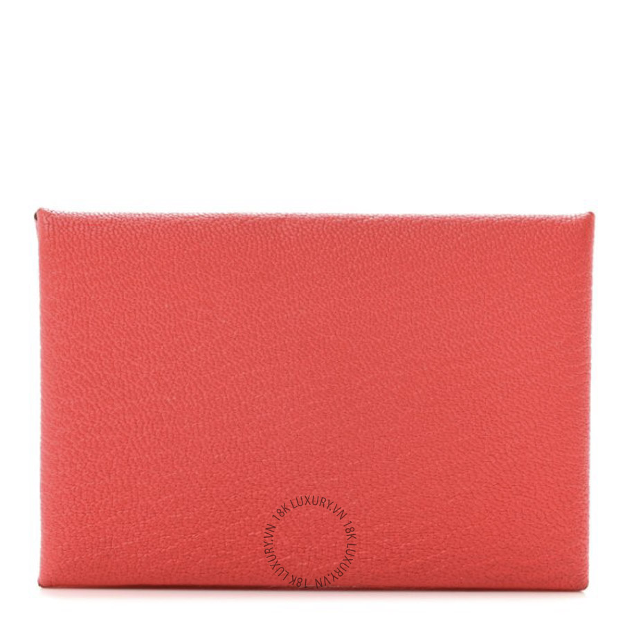 Ví Ngắn Hermes Chevre Mysore Verso Calvi Card Case Rose Texas Sienne JJKS063