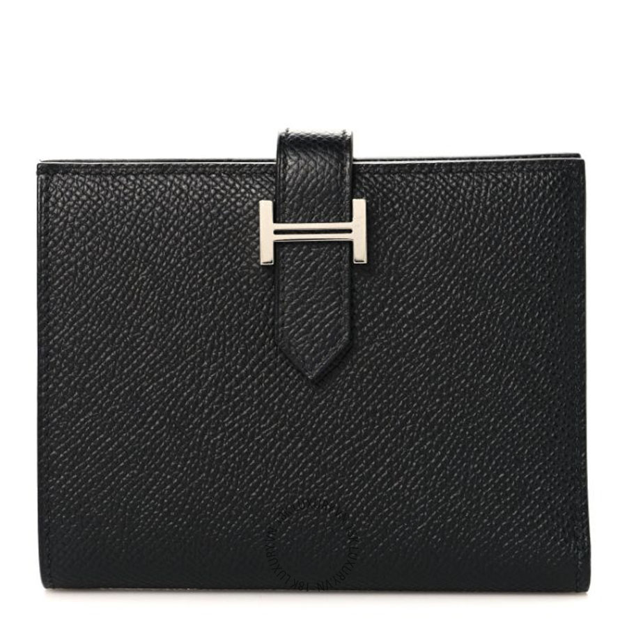 Ví Ngắn Hermes Epsom Bearn Compact Wallet Black JJKS039