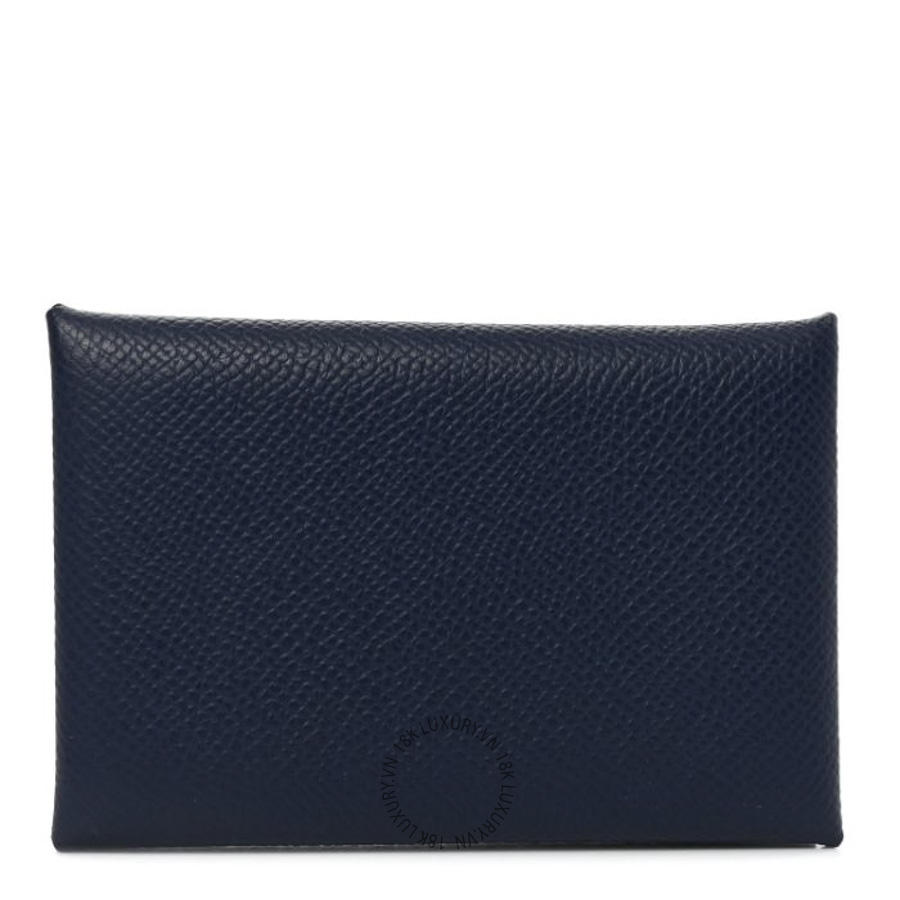 Ví Ngắn Hermes Epsom Calvi Card Case Bleu Tie JJKS047