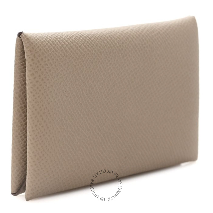 Ví Ngắn Hermes Epsom Calvi Card Case Etoupe JJKS033
