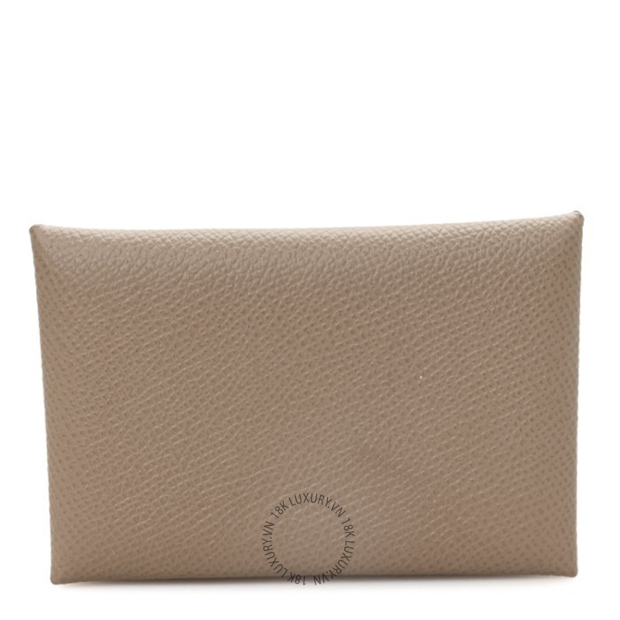 Ví Ngắn Hermes Epsom Calvi Card Case Etoupe JJKS033