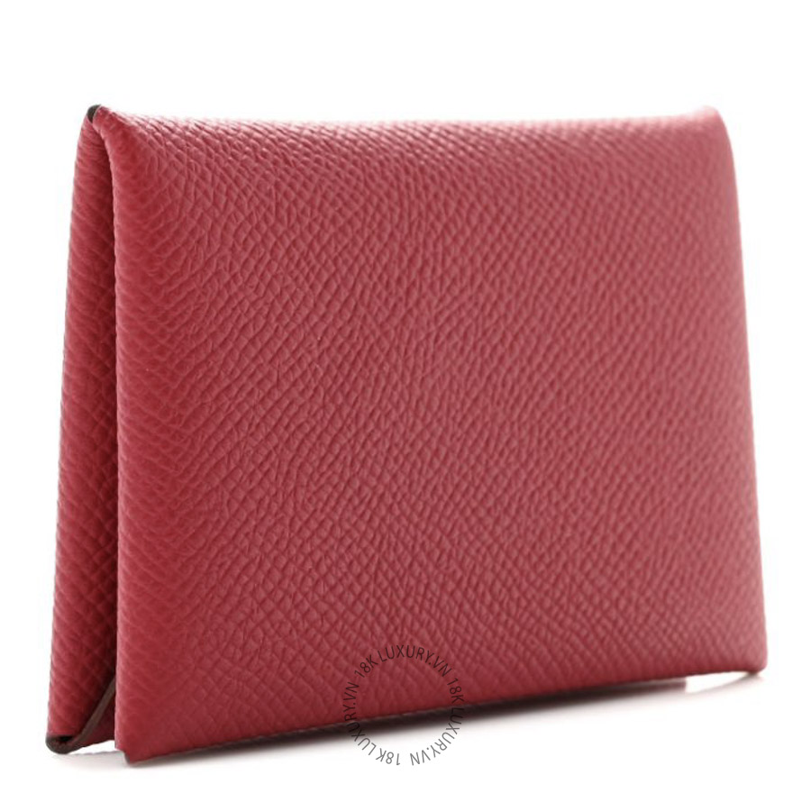 Ví Ngắn Hermes Epsom Calvi Card Case Rubis JJKS058