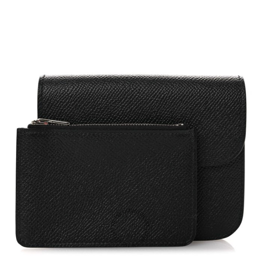 Ví Ngắn Hermes Epsom Constance Slim Wallet Black JJKS017