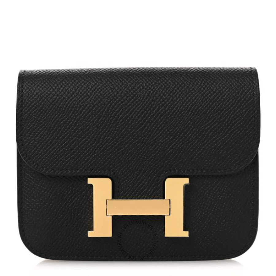 Ví Ngắn Hermes Epsom Constance Slim Wallet Black JJKS132