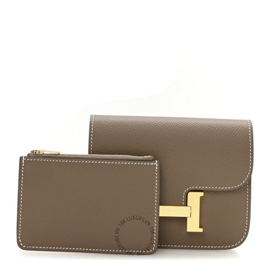 Ví Ngắn Hermes Epsom Constance Slim Wallet Etoupe JJKS013