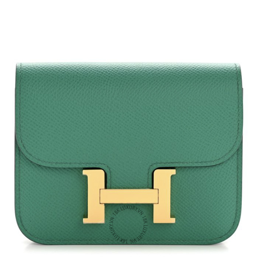 Ví Ngắn Hermes Epsom Constance Slim Wallet Vert Jade JJKS159