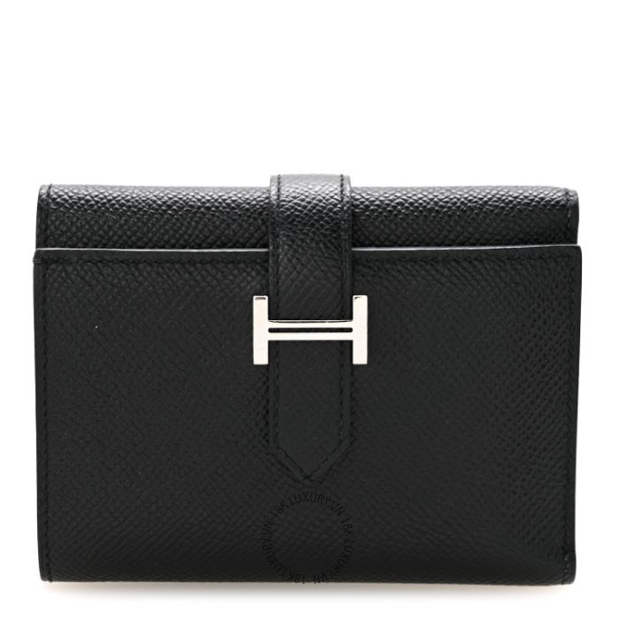 Ví Ngắn Hermes Epsom Tri-Fold Compact Bearn Wallet Black JJKS143