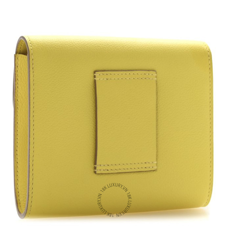 Ví Ngắn Hermes Evercolor Constance Compact Passant Wallet Lime JJKS121