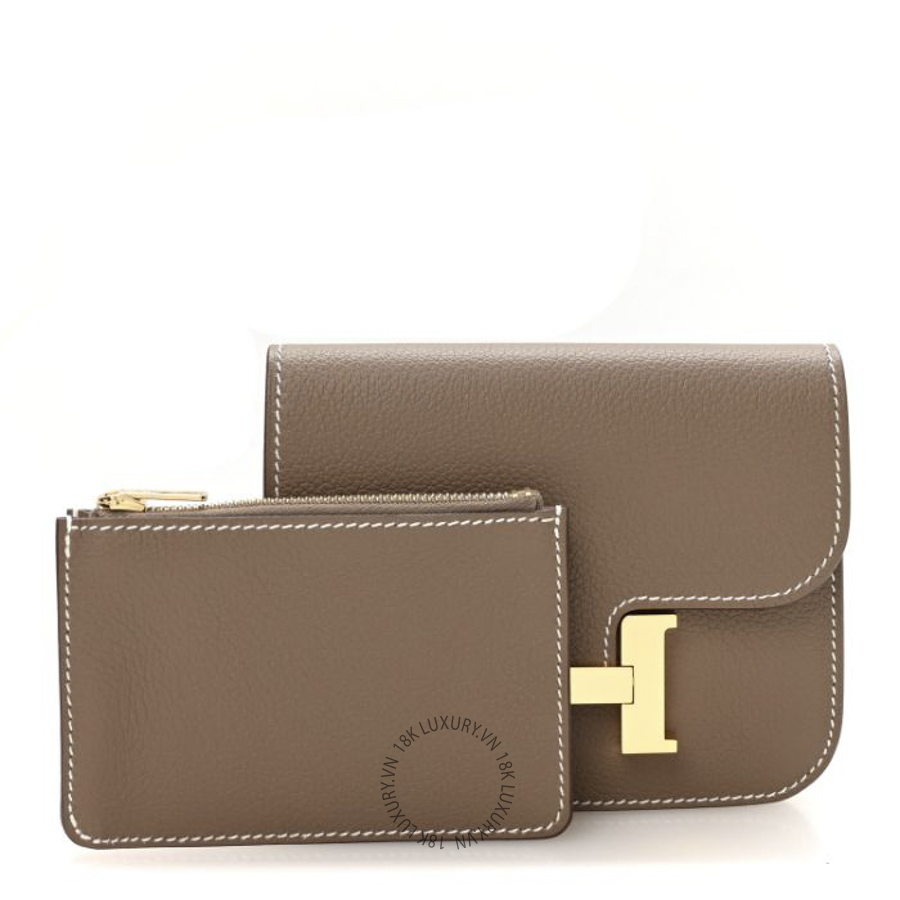 Ví Ngắn Hermes Evercolor Constance Slim Wallet Etoupe JJKS071