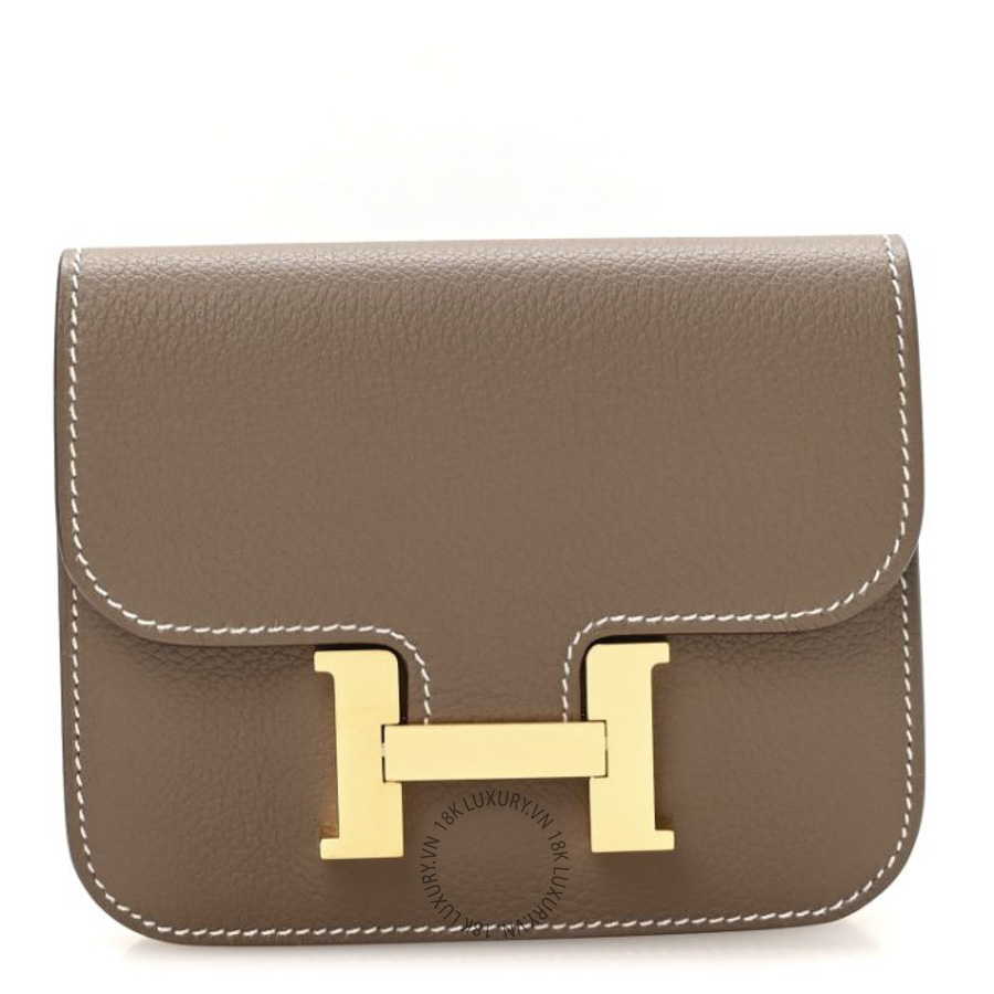 Ví Ngắn Hermes Evercolor Constance Slim Wallet Etoupe JJKS071