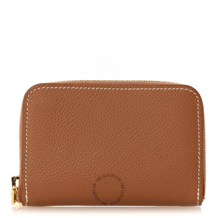 Ví Ngắn Hermes Evercolor Zipengo Chain D'Ancre Compact Cardholder Gold JJKS097