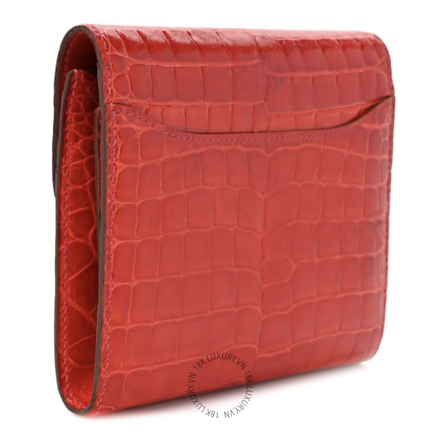 Ví Ngắn Hermes Shiny Alligator Constance Short Wallet Geranium JJKS043