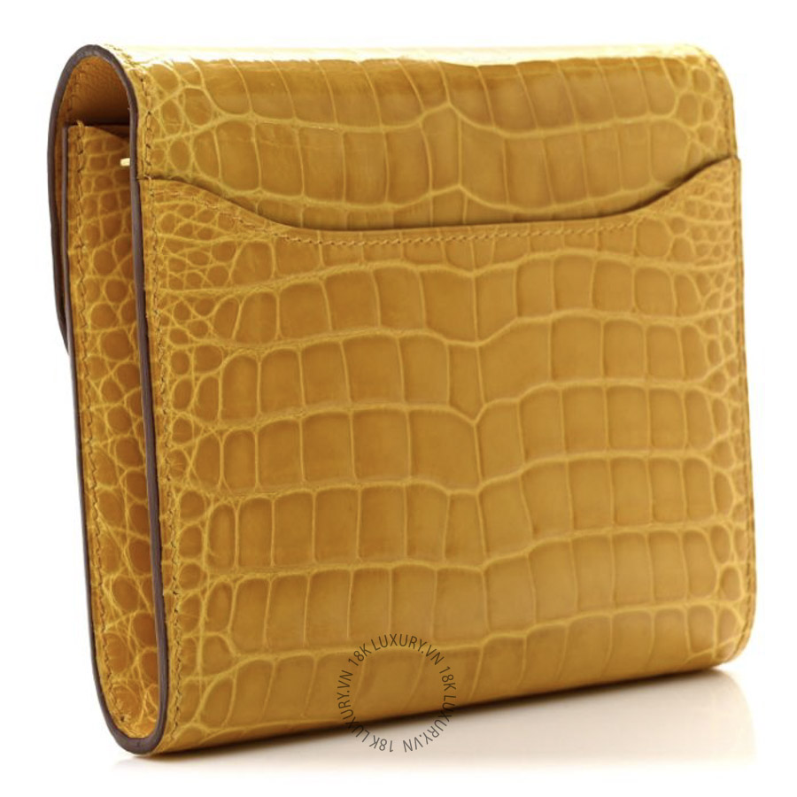 Ví Ngắn Hermes Shiny Alligator Constance Short Wallet Jaune Ambre JJKS081