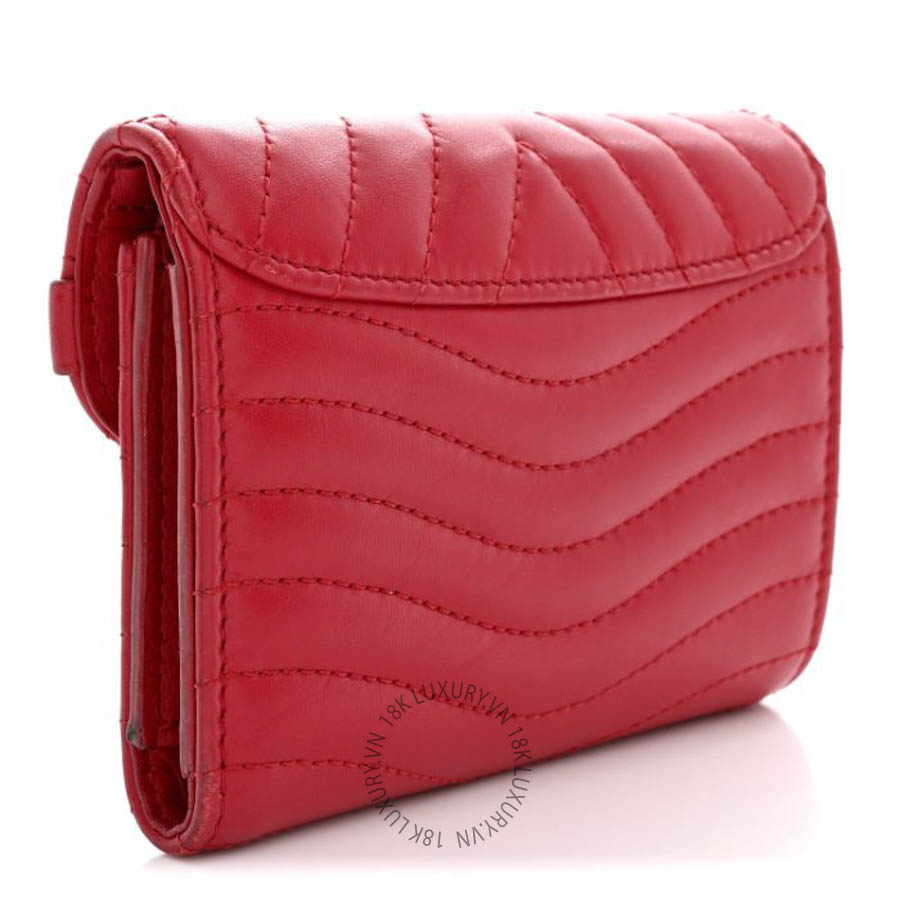 Ví ngắn Louis Vuitton Calfskin New Wave Compact Wallet Rouge FPVL289